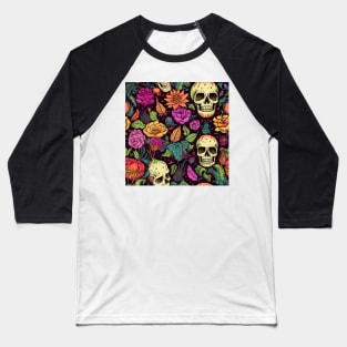 Floral skulls Baseball T-Shirt